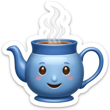 visibly steaming blue mug of tea sticker