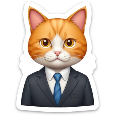 cat wearing a business suit sticker