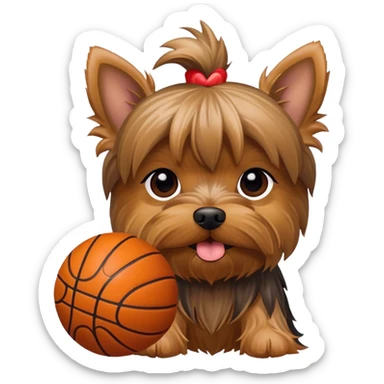 yorkie with basketball sticker