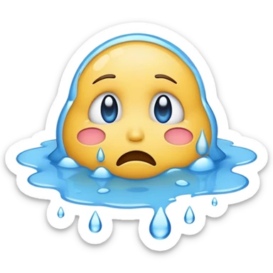 super sad emoji in a puddle of tears sticker