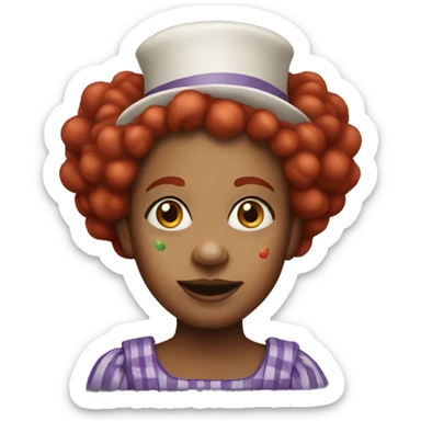 brown woman clown emoji with redhair sticker
