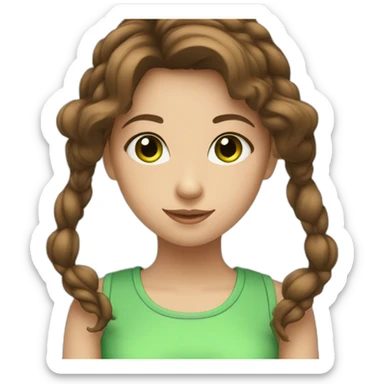 a girl with brown hair and green eyes loving music sticker