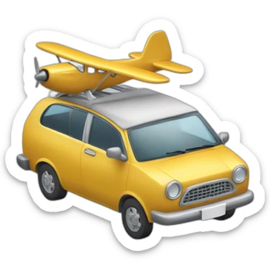 Une voiture accroché a un avion sticker