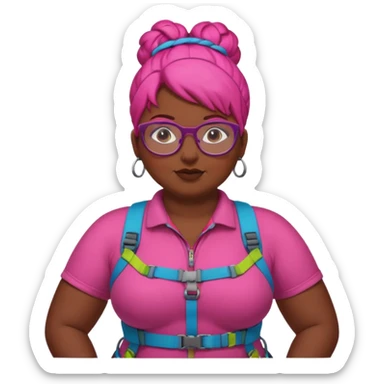 climber fat woman with dark pink bun hair and glassess sticker