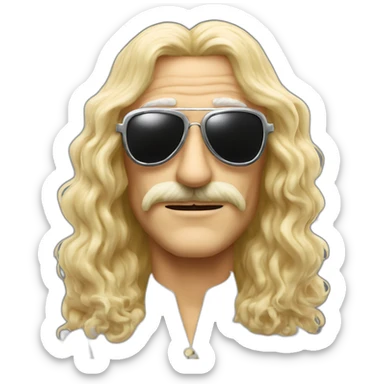 michel polnareff with sunglasses mustache and long blond hair sticker