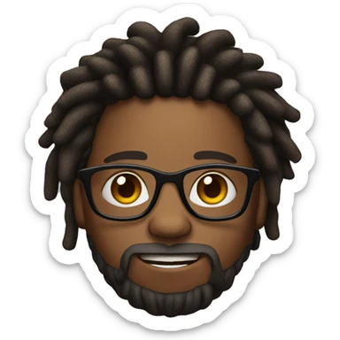 brown skin African American with dreads and glasses and beard sticker
