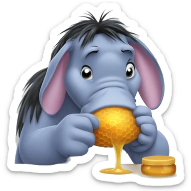 eeyore eating honey  sticker