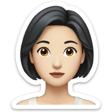 Japanese female with short black hair natural make up sticker