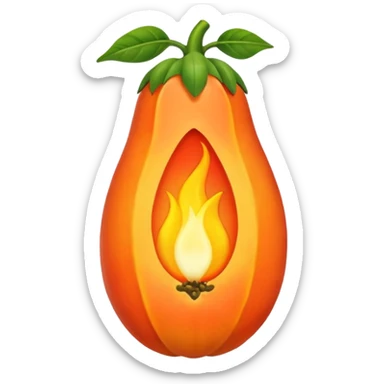 I want the shape and the color of the original papaya fruit, however, the fruit itself should be contitued by a flame sticker