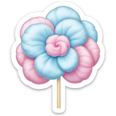Colorful Chinese cotton candy flower art sticker