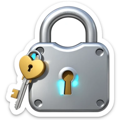Closed padlock with a key inserted into it sticker