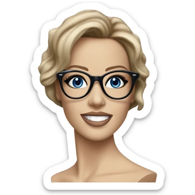 Kate Beckinsale, glasses, blue eyes happy elegant mannequin  sticker