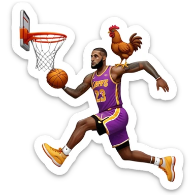 LeBron James dunking on a chicken sticker