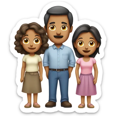 Familia de 5 personas papá mama hijas tres sticker
