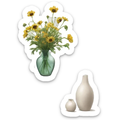 glass vase and framed art next to it sticker