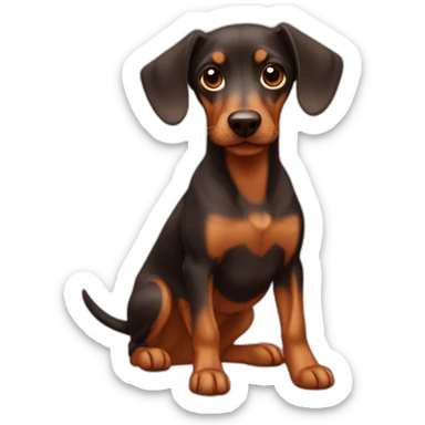 Dashound + pinscher brown  sticker
