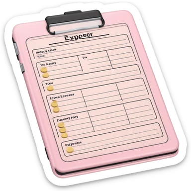 Light Pale Pink household Money Expenses tracker Documents paper sticker