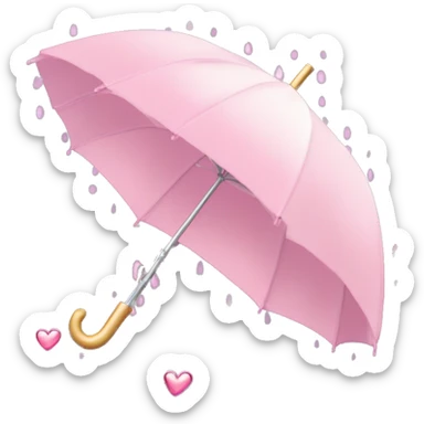 Pastel Pink Umbrella "A pastel pink umbrella with a trans-lucent, glowing canopy, sparkling raindrops on the surface, and tiny heart-shaped accents." sticker