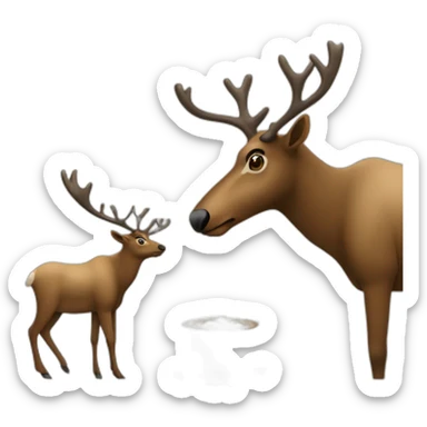 a caribou working as a coffee barista sticker