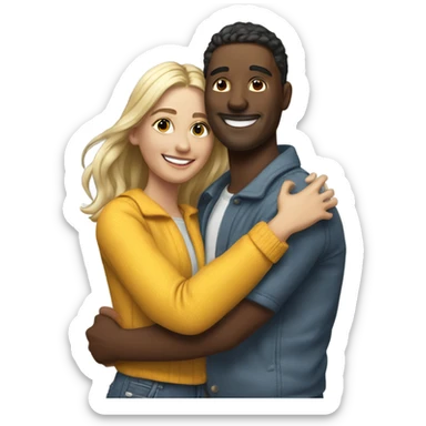 Hyper Realistic model couple hug with warm smiles sticker