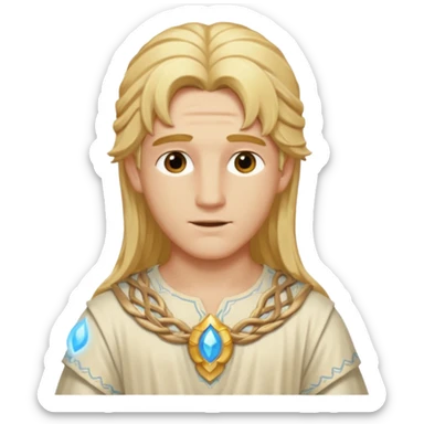 Adonis, God of Beauty from Gods and Goddesses with long golden blonde hair, cream outfit sticker