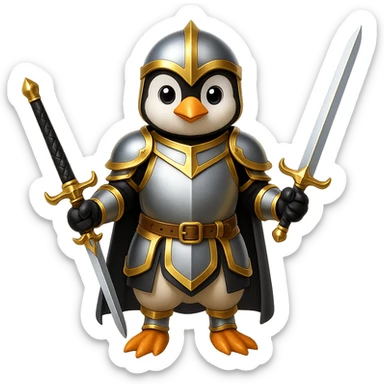 Add gold accents to the knight armor, keep the background transparent. Maintain the original style and details of the knight armor while enhancing it with elegant gold accents. sticker