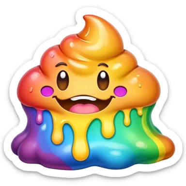 melted rainbow poop emoji monster sticker