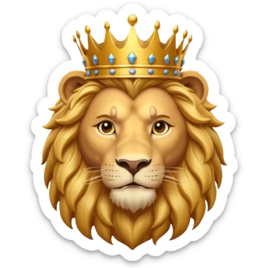 king lion portrait, head and shoulders only, golden crown, royal mane, confident majestic expression, fantasy royalty vibe, 3D cartoon, mobile game icon style, clean background, no text, no watermark
 sticker