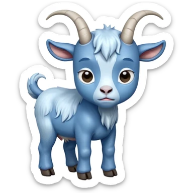 Sad-crying tears-cute-small-full body-blue goat-head tilted up sticker
