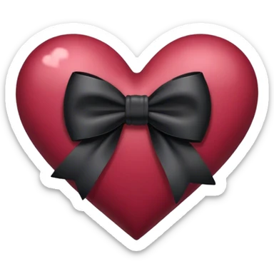 burgundy  heart with black bow sticker