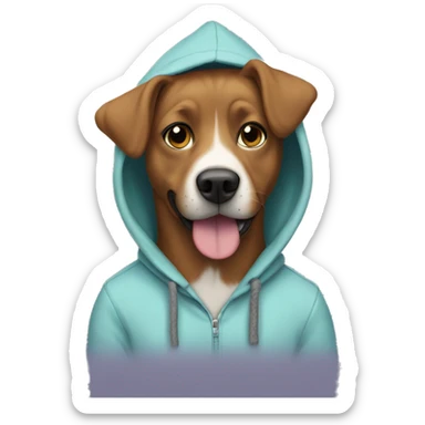 Felicity as a dog wearing a hoodie sticker