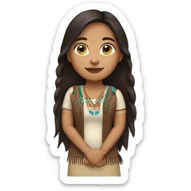 WOMAN INDIGENOUS, LONG DARK BROWN HAIR.  sticker