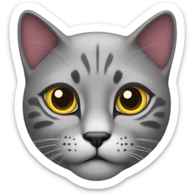 gato con cabeza lila y ojos amarillos sticker