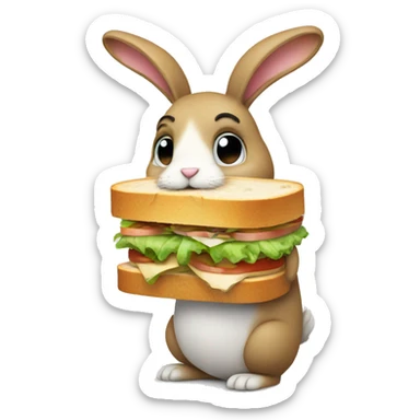 Make a sad rabbit eating a sandwich sticker