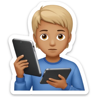 Teen gaming on tablet sticker