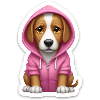 dog wearing a hoodie that's pink and cute  sticker