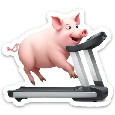 Pig on a treadmill  sticker