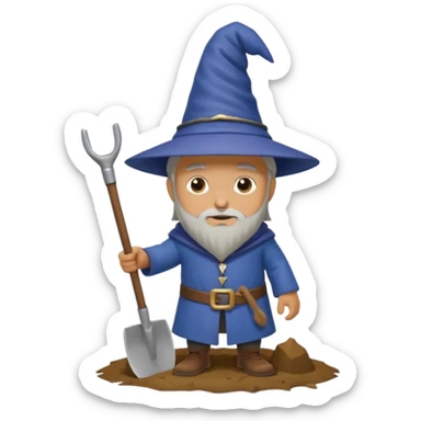 a wizard digging a hole sticker