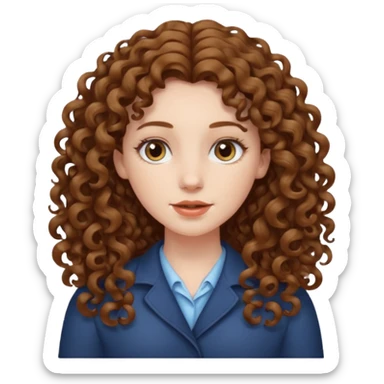 pale woman with one meter long brown curly hair, middle part sticker