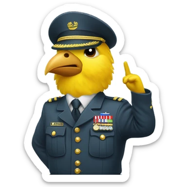 canary bird doing military salute sticker