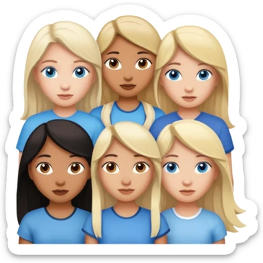 5 girls 3 Filipinas(one is lighter) one Indian and one white blonde girl with blue eyes  sticker