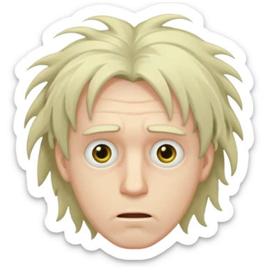 Weak man with disheveled hair sick sticker