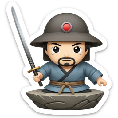 A Japanese stone forge with a sword sticker