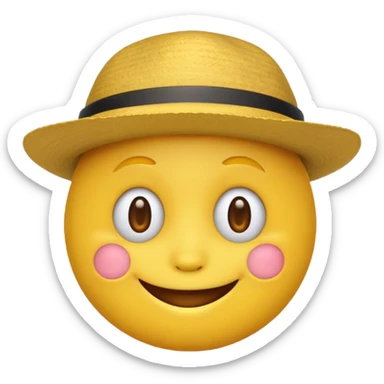 classic yellow emoji face wearing a hat, cheerful expression sticker