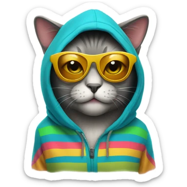 Cat wearing a hoodie and sunglasses  sticker