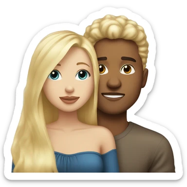 Light skin guy and blonde hair blue eyed girl kissing sticker