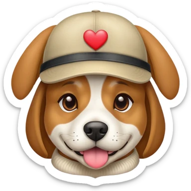 Dog with hat saying I love you  sticker