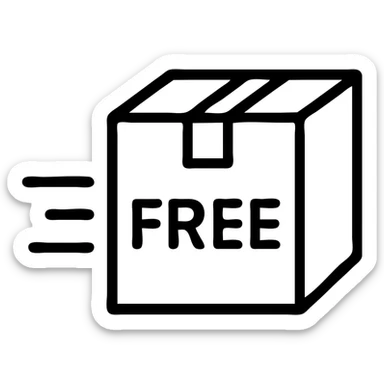 free shipping box, clean icon, modern style sticker