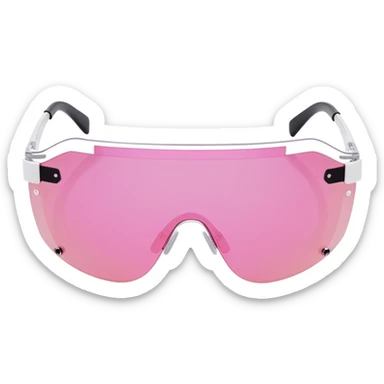 frameless pink tinted shield visor sunglasses, Y2K aesthetic, one-piece lens sticker
