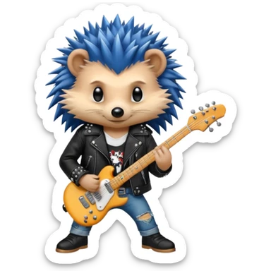 Punk guitarist hedgehog sticker